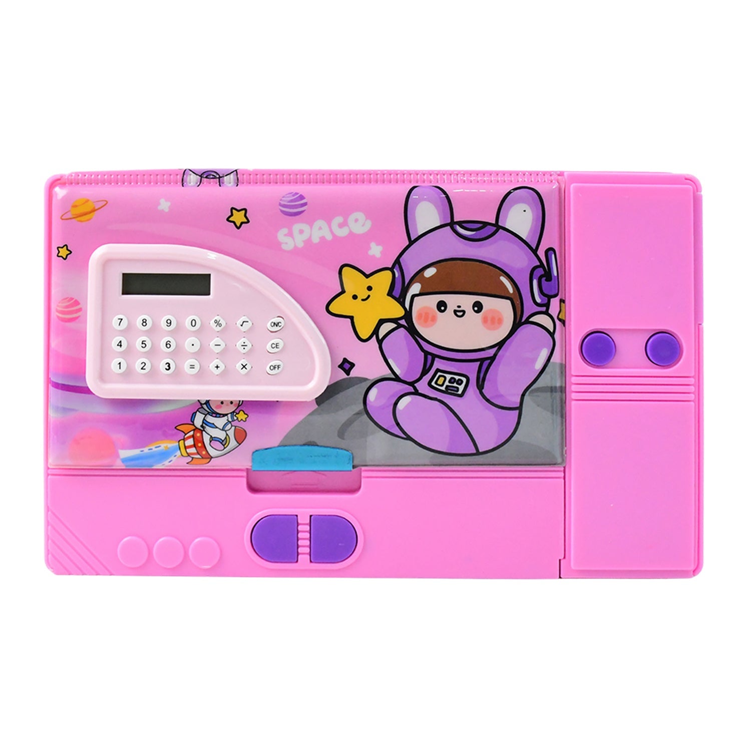 Space Print School Pencil Box with Built-in Calculator Space Print School Pencil Box with Built-in Calculator